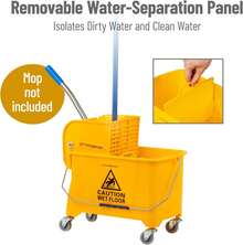 Mop And Bucket Set With Wringer & Mop Included, 5.5 Gallon Cleaning System With Wheels, Upward Press Wringer, Compatible With Small Mops - Yellow - 查看 7