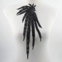 1pc Black & White Water-Soluble Hollow Feather Patch, DIY Clothing Accessory - Cloth Patch - View 4