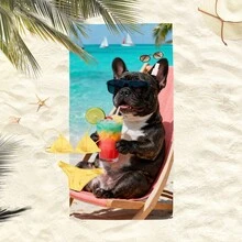 1pc Bulldog Beach Towel, Super Absorbent Large Beach Blanket, Suitable For Beach, Pool, Travel, Camping, Yoga, Available In Multiple Sizes - Beach Bully - View 3