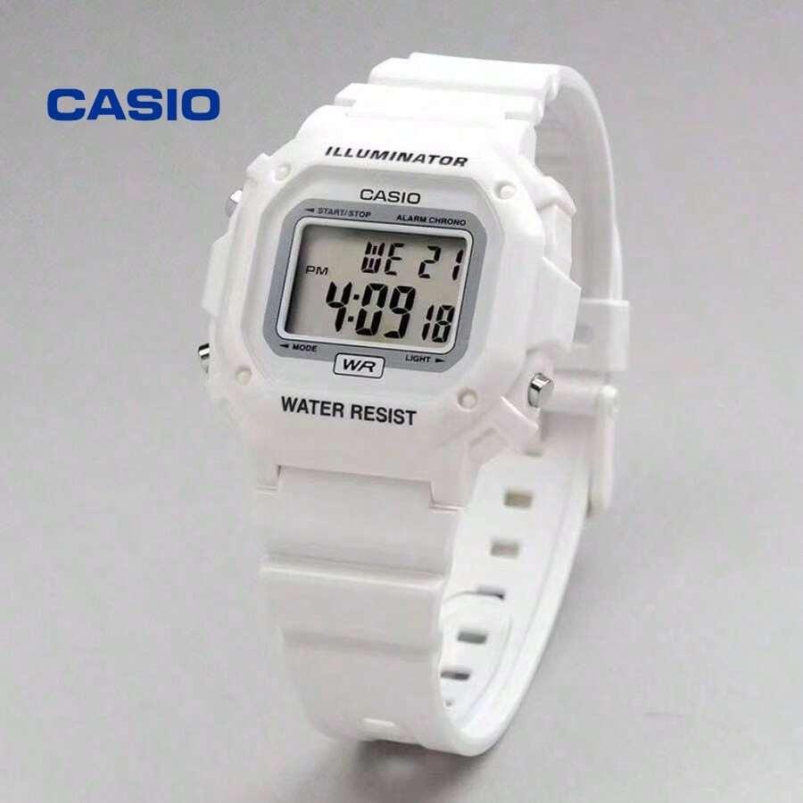 Đồng hồ Casio F-108WHC-7B mặt vuông màu trắng dành cho nữ, đồng hồ đeo tay kỹ thuật số phong cách retro với đèn LED, đồng hồ chống nước hàng ngày dành cho học sinh. - Một cỡ - Xem 1