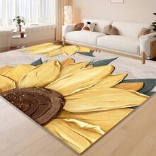 Soft And Thickened Area Rug, Sunflower Pattern Carpet, In A Combination Of Yellow, Brown, And Gray, Machine Washable, Soft, Lightweight, Suitable For Bedrooms, Living Rooms, Offices, Indoor Playrooms, As Warm As The Spring Sunshine, Suitable For Christmas, Halloween, Thanksgiving, Father's Day, Mother's Day, Graduation Season, June Day, And Independence Day - 簡約款 - 查看 2