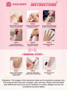 nailrosy 10片手工亚克力压制3D花朵短杏仁形透明彩色假指甲，适合婚礼、生日派对、Y2K风格、可爱法式美甲 - 彩色 - 查看 6