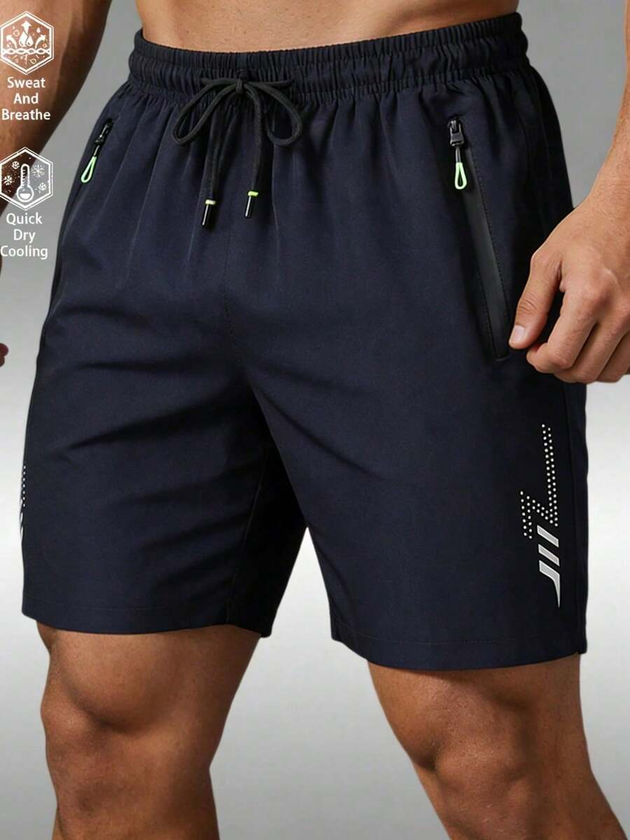 1pc Boyfriend Style Soft Breathable Fitness Gym Running Sports Shorts, Summer - Navy Blue - View 1