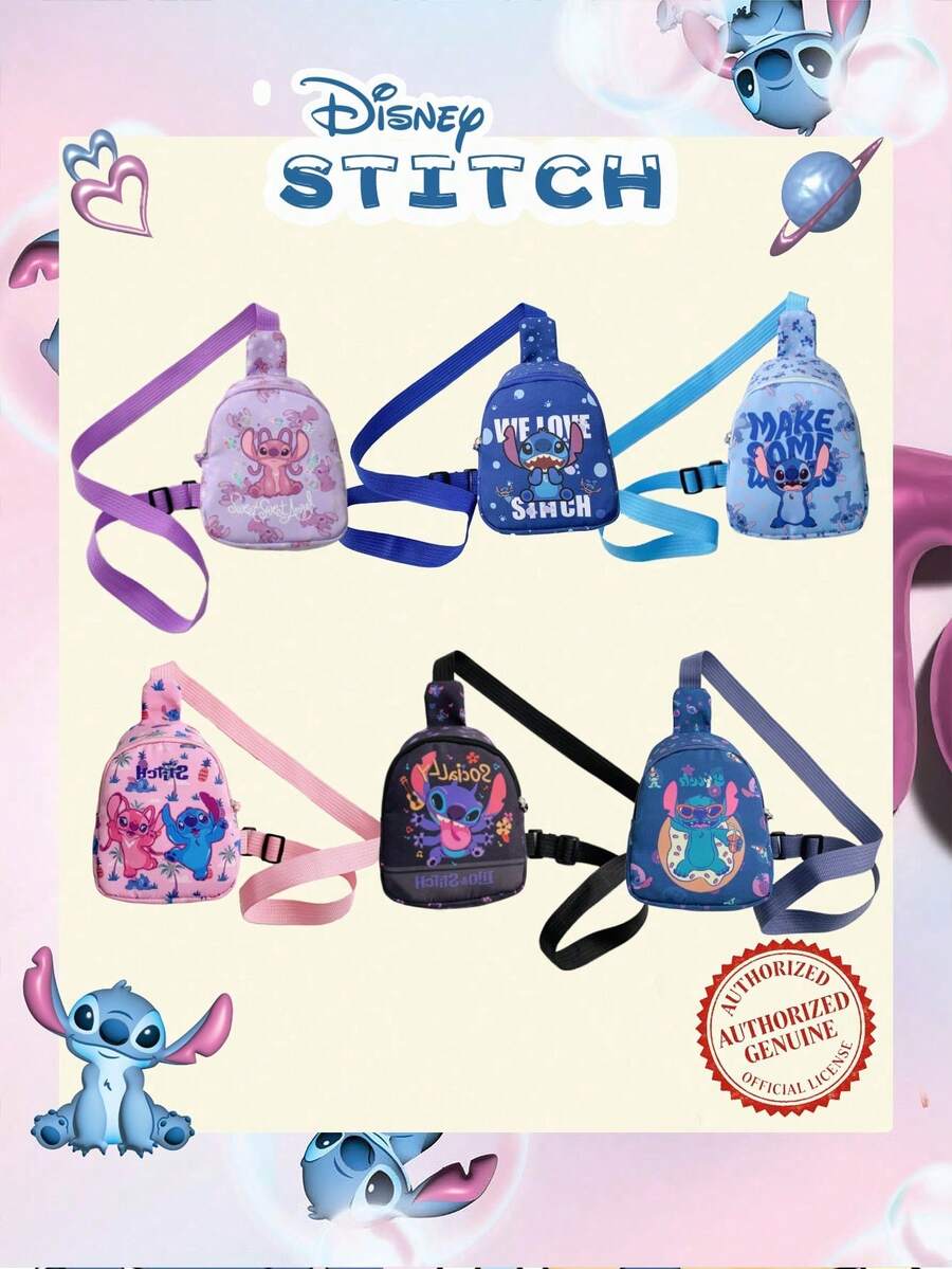 Disney Túi đeo hông mini, túi đeo ngực thời trang cho trẻ em, ví cho bé gái, ví đựng tiền xu hình Stitch hoạt hình, túi đeo vai chéo đựng đồ chơi, túi du lịch, quà tặng ngày lễ