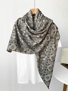 130*130cm Chal/Bufanda de mezcla de lino con estilo bohemio a prueba de viento para mujer, adecuado para actividades al aire libre y uso diario - Multicolor - Ver 14