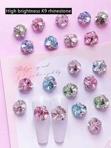 Spring 6pcs Explosive Flash Boutique K9 Bottom Less Fat Formula Finished Product Stacking Diamond Design Nail Art Decoration, Light Luxury Nail Diamond Ball, DIY, Nail Gems, Nail Charm, Nails Products - Multicolor - View 1