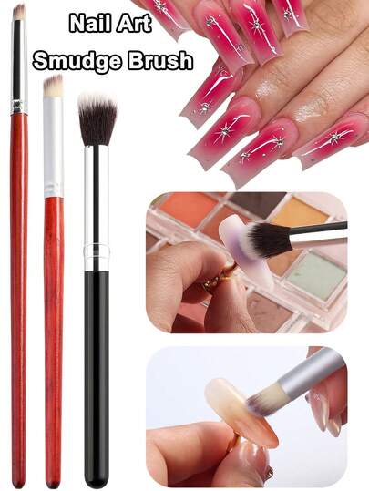 Bộ cọ vẽ móng gradient, cọ ombre cán gỗ và nhựa, cọ vẽ móng, cọ trang trí móng UV gel, dụng cụ làm móng nghệ thuật.