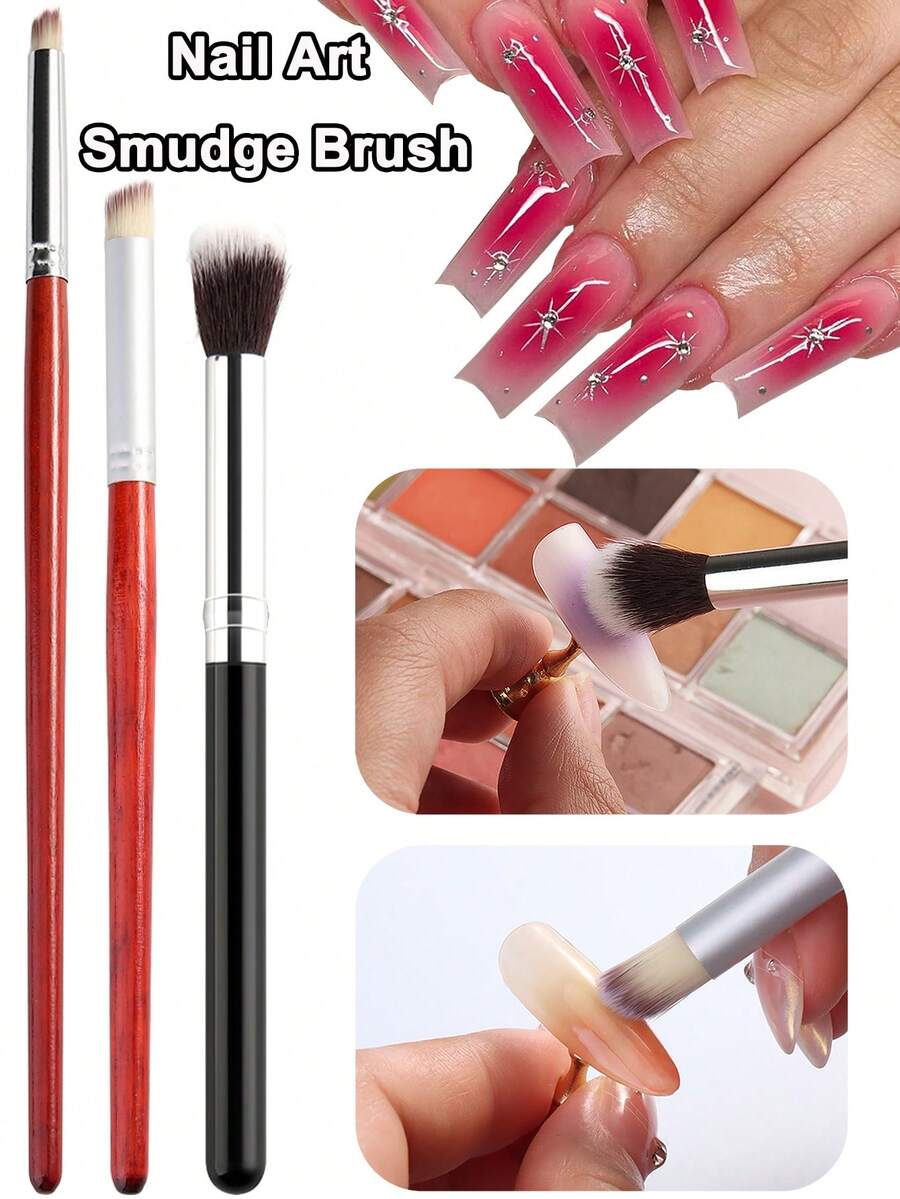 Nail Gradient Brush Set Ombre Brushes Wooden & Plastic Handle Nail Drawing Painting Brush Uv Gel Manicure Nail Art Tools - Multicolor - View 1