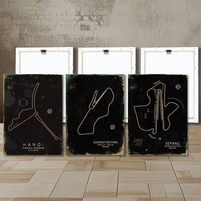 3PCS Wall Art Poster Frameless Vintage Formula Race Track Map F1 Poster Barcelona Jeddah Lusail Sakhir Circuit Canvas Printing Traffic Jam Lovers Precious Gifts Wall Art Print Canvas Painting Living Room Decoration Vintage