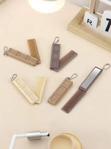 Milk Tea Color Cartoon Folding Comb With Mirror, Made Of ABS Material, Convenient For Students, Gatherings And Travel, Also A Perfect Holiday Gift,Festival,Birthday - Multicolor - View 5