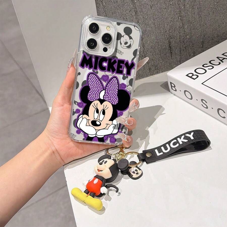 This Disney Mickey Mouse Pattern Lanyard Phone Case Features A Strong Magnetic Closure And Full Coverage Of Acrylic And TPU Material. It's Shockproof, Lightweight, And Suitable For IPhone17/16/11/13/15/15 Plus/15 Pro/15 Pro Max/12/14 Pro Max/11 Pro Max/12 Pro/12 Pro Max/13. It's A Popular Birthday Gift, Business Gift, Durable, Stain-Resistant, And Fingerprint-Resistant New Phone Case For Men And Women. It Also Includes A Mickey Mouse Phone Case And Mickey Mouse Doll Bracelet. Compatible With SamsungGalaxy S20, S21, S22, S23, And S24 Series. It's The Perfect Gift For Friends And Family. This Stylish Phone Case Is Fun, Lightweight, And Durable. IPhone17 Pro Max Phone Case, Minnie Phone Case. - Trong sáng - Xem 1
