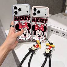This Disney Mickey Mouse Pattern Lanyard Phone Case Features A Strong Magnetic Closure And Full Coverage Of Acrylic And TPU Material. It's Shockproof, Lightweight, And Suitable For IPhone17/16/11/13/15/15 Plus/15 Pro/15 Pro Max/12/14 Pro Max/11 Pro Max/12 Pro/12 Pro Max/13. It's A Popular Birthday Gift, Business Gift, Durable, Stain-Resistant, And Fingerprint-Resistant New Phone Case For Men And Women. It Also Includes A Mickey Mouse Phone Case And Mickey Mouse Doll Bracelet. Compatible With SamsungGalaxy S20, S21, S22, S23, And S24 Series. It's The Perfect Gift For Friends And Family. This Stylish Phone Case Is Fun, Lightweight, And Durable. IPhone17 Pro Max Phone Case, Minnie Phone Case. - 黑色 - 查看 3