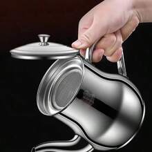 وعاء زيت من الفولاذ المقاوم للصدأ 316 مع مرشح، زجاجة زيت محكمة الإغلاق، وعاء توابل، حاوية زيت مطبخ - مشاهدة 7