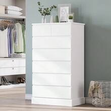 White Tall Dresser For Bedroom With 7 Drawers, 51.8" Tall Dressers & Chests Of Drawers, Modern Wood Closet Organizer And Storage Cabinet, Large Vertical Dresser For Bedroom, Closet, Hallway - 白色 - 查看 1
