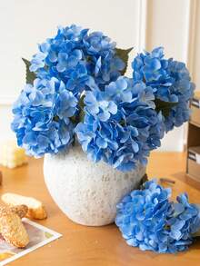 1/3pcs 15.75" Artificial Spring/Summer Hydrangea Flowers, Lifelike Silk Hydrangea Bouquet Stems, Suitable For Office, Party, Wedding, Room, Home Decor, Tabletop Centerpiece, All Season Use - Blue - View 2