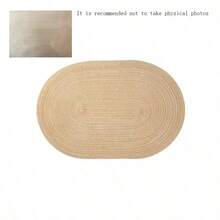 Bộ 2/4/6 tấm lót bàn hình bầu dục dệt, kích thước 12x18 inch, tấm lót bàn ăn hình bầu dục, khăn ăn màu đỏ, khăn ăn màu trắng, tấm lót bàn dệt tự nhiên chịu nhiệt, thích hợp cho các buổi họp mặt gia đình, đám cưới, tiệc tùng (màu kaki) - Màu Khaki - Xem 7