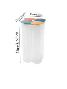 4 Compartment Grain Storage Container, Sealed Moisture-Proof Cereal Jar, Kitchen Multi-Grid Food Storage Box For Rice Grain - Clear - View 7