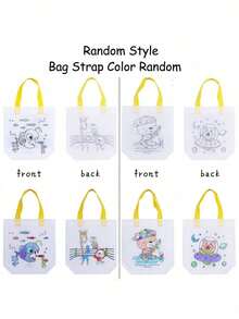 Bộ 6/12/24 túi tote mini không dệt tái sử dụng để tự vẽ graffiti - Thích hợp cho du lịch, lễ hội, quà tặng nghệ thuật động vật cho thanh thiếu niên, bút màu, bao bì và hộp đựng quà Giáng sinh và năm mới, đồ dùng tiệc tùng - Kiểu dáng và màu dây ngẫu nhiên - Nhiều màu - Xem 5