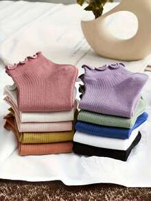 4/10 Pairs Random Lace Women's Socks, Spring Summer Autumn Thin Fashion Short Socks, Soft Breathable Socks Suitable For Back To School Season Gifts - Multicolor - View 2