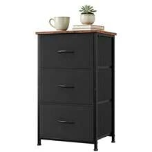 Organizador de almacenamiento multifuncional, elegante armario de 3 cajones con contenedores de tela extraíbles para dormitorio, sala de estar, armario, entrada, pasillo, lavandería - Color negro + vintage - Ver 8