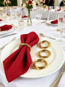 6/8/10/12pcs Gold Napkin Rings Elegant Napkin Holders Suitable For Wedding, Lunch, Christmas, Thanksgiving, Dinner, Party, Buffet - Gold - View 6