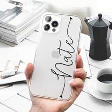 Name Case For IPhone 15 14 13 12 11 Pro Max Mini XR XS X 10 8 Plus 7 6s SE Personalize Custom Signature Handwriting Clear Transparent Cover - Clear - View 2