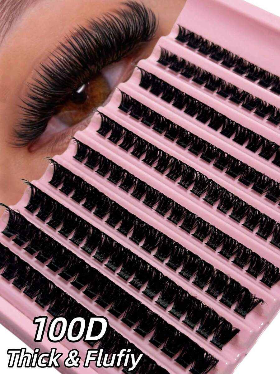 Lanty Deya 160pcs 100D Fluffy Thick Curled D-Curl Individual False Eyelashes, DIY Home Use, Soft Natural Lengthening Lash Clusters, Eyelash Extension Kit, Eyelash Technician Supplies, Mink Fur Lashes - D - View 1