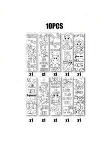 1/10/20/30pcs DIY Cute Animal Coloring Bookmarks, Handmade Craft Activity, Cute Animal Coloring Bookmarks Suitable For Book Lovers, 10 Fun Bookmark Designs, Classroom Reward Supplies, Back To School Essentials - Multicolor - View 14