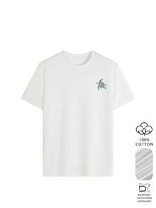 Women's Loose Fit Seashore Grandma Style Sea Turtle Graphic T-Shirt, 100% Cotton Breathable Round Neck Short Sleeve, Beachy Style White Casual Summer - White - View 3