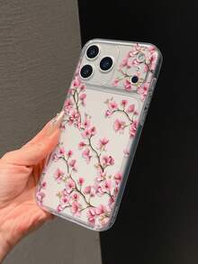 1pc Transparent Anti-Drop TPU Soft Case With UV Printed Plum Blossom Pattern - Multicolor - View 3