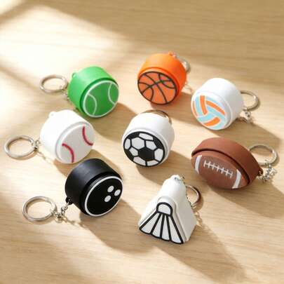 1pc/Set Pressure Relief Keychain, Football, Basketball, Tennis And Other Sports Styles, Press Button Design, Suitable As Bag Pendant Or Keychain, Great Gift For Teenagers And Adults, Ideal For Birthday And Holiday Gifts