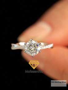 1 Carat Fashionable Twisted Diamond-Style Moissanite Ring, S925 Sterling Silver Unique Elegant Engagement Ring, Promise Ring, Anniversary Ring, Jewelry Gift For Women, Christmas Gift - Wrapped Moissanite Ring - 1CT - View 2
