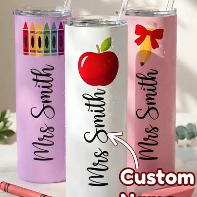 1pc Custom Name Stainless Steel Straw Cup,Custom 20oz Straw Cup With Names,3 Colors,Personalized Stainless Steel Straw Cup,Custom Straw Cup With Names,Drinking Cup With Fun Patterns, Warm Gift, Lovely Family Gift,Ideal For Teacher's Day, Valentine's Day,Mother's Day, Father's Day, Birthdays, Anniversaries,Wedding Gift, Couples Gift, Best Gift For Mom,Dad,Wife,Husband,Girlfriend,Boyfriend,Gift For Her Or Him