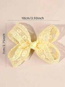 2件組女孩蕾絲蝴蝶結黃色刺繡花朵髮夾 優雅婚禮派對髮飾 仙女風髮飾 嬰兒髮飾 春夏款 - 黃色 - 查看 9