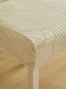 1/4/6/8pcs Removable Plush Fabric Chair Covers With Shell Pattern, Full Coverage Stretch Slipcovers For Dining Room, Bedroom, Living Room, Home Decor, Holiday Party - Beige - View 6