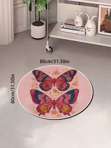 1pc Pink Butterfly Heart Pattern Round Carpet, Cute Girly Style, Suitable For Celebrations, Exhibitions, Openings, Indoor & Outdoor Decor, Multi-Scene Carpet/Mat, Decorative Carpet, Bedroom Decor, Small Rug, Carpet, Home Decor - Multicolor - View 19