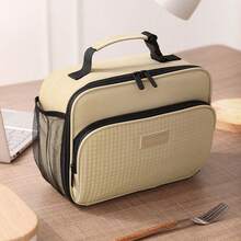 1 Túi đựng cơm trưa cách nhiệt dung tích lớn, chất liệu polyester chống thấm nước, chống rò rỉ, mềm mại, di động dành cho người lớn, có khóa kéo, thiết kế mở bên hông sáng tạo và tay cầm phía trên, hình vuông/chữ nhật. - Nhiều màu - Xem 7