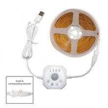 Tira de luz LED con sensor de movimiento, alimentada por USB, efecto de flujo de agua, lluvia de meteoros, efecto de luz de persecución, tira de luz COB dinámica de 5V CC, luz de sensor de escalera, tira de luz de persecución de escalera - luz blanca - Ver 8