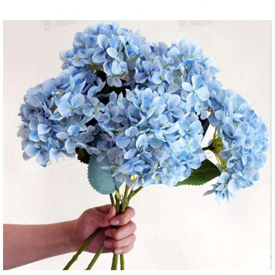 1/3/6/10 Peças Flores Artificiais Azuis Bordadas de 47 cm com Hastes ...