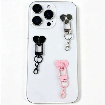 3-In-1 Phone Case With Heart Sticker Buckle + Door Buckle + Lobster Clasp Lanyard, DIY Smartphone Lanyard Strap, Mobile Strap, Alloy Metal Material, Comes With Strong Adhesive Backing, Leaves No Traces, Phone Case Bag Hardware Accessories, Smartphone Chain Keychain Keyring Handmade Decorative Ornaments Jewelry Accessories,