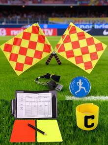 Set de tarjetas de árbitro de fútbol, tarjetas rojas y amarillas, silbato y brazalete de capitán, herramienta de entrenamiento de árbitros, adecuado para fútbol, voleibol, béisbol, aplicable a todos los niveles de partidos y entrenamientos, adecuado como regalo de Navidad - Multicolor - Ver 2