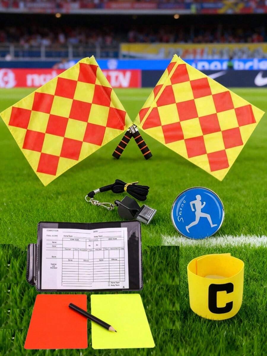 Set de tarjetas de árbitro de fútbol, tarjetas rojas y amarillas, silbato y brazalete de capitán, herramienta de entrenamiento de árbitros, adecuado para fútbol, voleibol, béisbol, aplicable a todos los niveles de partidos y entrenamientos, adecuado como regalo de Navidad