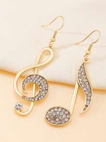 Exquisite Gold Color Music Note Design With Shining Rhinestone Women's Earrings - Ideal Gift For Festival Or Music Lovers Valentines,Mom,Mother,Mother's Day,Gift - Vàng - Xem 4