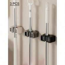 1/3pcs Wall Mounted Mop & Broom Holder, Modern Plastic Storage Clip, No Drill Adhesive Storage Solution, Suitable For Bathroom And Kitchen, Practical Hooks - Nhiều màu - Xem 14