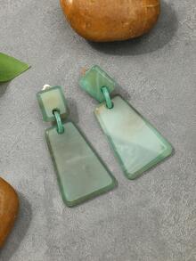 1 Pair Refreshing Mint Green Clip-On Earrings, Suitable For Vacation, Joyful Cloud Design Earrings For Women Without Pierced Ears, Gift - Resin Ear Clips - View 2