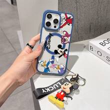 This Disney Mickey Mouse Pattern Lanyard Phone Case Features A Strong Magnetic Closure And Full Coverage Of Acrylic And TPU Material. It's Shockproof, Lightweight, And Suitable For IPhone17/16/11/13/15/15 Plus/15 Pro/15 Pro Max/12/14 Pro Max/11 Pro Max/12 Pro/12 Pro Max/13. It's A Popular Birthday Gift, Business Gift, Durable, Stain-Resistant, And Fingerprint-Resistant New Phone Case For Men And Women. It Also Includes A Mickey Mouse Phone Case And Mickey Mouse Doll Bracelet. Compatible With SamsungGalaxy S20, S21, S22, S23, And S24 Series. It's The Perfect Gift For Friends And Family. This Stylish Phone Case Is Fun, Lightweight, And Durable. IPhone17 Pro Max Phone Case, Minnie Phone Case. - Hồng - Xem 6