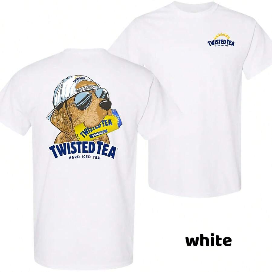 Men's Twisted Tea Hunting Dog Tshirt – 2-Sided Graphic Beer Tee, Crewneck Shortsleeve, Casual  Streetwear, Menswear Top, Trending T-Shirt - trắng - Xem 1