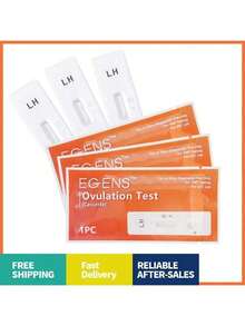 EGENS 6/12/20 piezas Kits de Prueba de Ovulación LH, Tiras de Prueba de Ovulación Rápida de Un Solo Paso, Prueba de Ovulación de Orina para el Hogar - Naranja - Ver 4