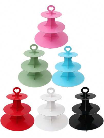 1 Giá đựng bánh cupcake 3 tầng màu trơn, màu trắng/hồng/xanh dương/xanh lá cây nhạt, đồ dùng cho tiệc tiết lộ giới tính em bé, trang trí sinh nhật, đồ dùng cho tiệc sinh nhật đầu tiên, giá đỡ bánh bằng bìa cứng hình trái tim cho tiệc sinh nhật bé gái/bé trai, tiệc mừng em bé chào đời, đám cưới, trang trí tiệc trà, giá trưng bày tráng miệng dùng một lần cho bánh cupcake, bánh quy, đồ ngọt.