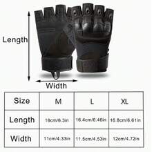 1pc Men's Tactical Half Finger Gloves, With Joint Protection Pads, Polyester Knit Fabric, Touch Screen Compatible, Non-Slip Palm, Suitable For Combat Training, Climbing, Cycling - Washable, With Hook & Loop Closure. - Black - View 3